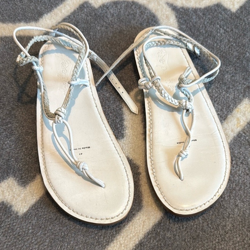 Free People White Braided Thong Sandals